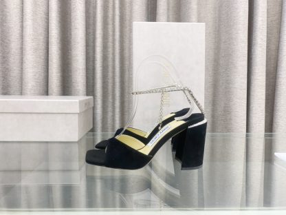 Jimmy Choo new crystal chain square toe high-heeled sandals - Image 5