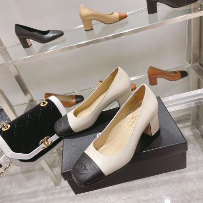 Chanel new white classic retro classic round toe shoes heel height 6.5cm - Image 5