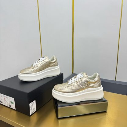 Chanel Gold Casual Versatile Sneakers - Image 5