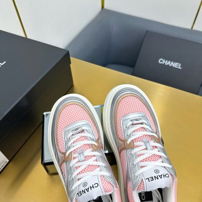 Chanel pink and silver casual versatile sneakers - Image 5