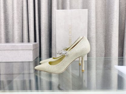 Jimmy Choo Strapless Rhinestone Pointed Toe High Heels - Image 5