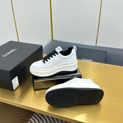 Chanel white with black laces and lining casual versatile sneakers - Image 5