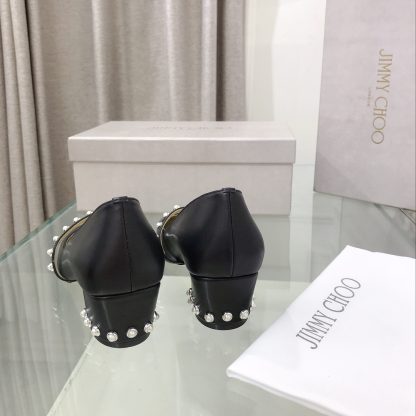Jimmy Choo Pearl Studded Vintage Chunky Heel Pumps - Image 5