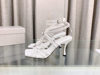 Jimmy Choo simple and fashionable heart-shaped crystal diamond strappy high heels - Image 5