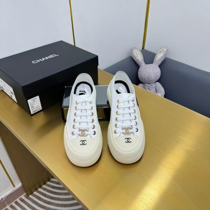 Chanel 2025 biscuit shoes white leather versatile fashion casual sports shoes - Image 5