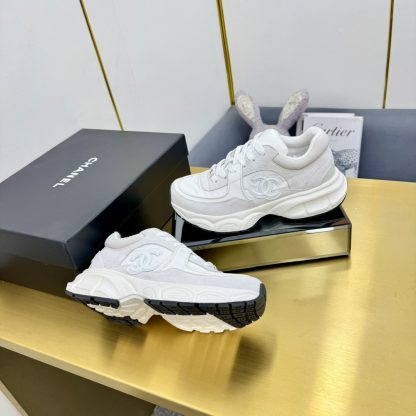 Chanel gray and white classic sports versatile couple style dad shoes - Image 5
