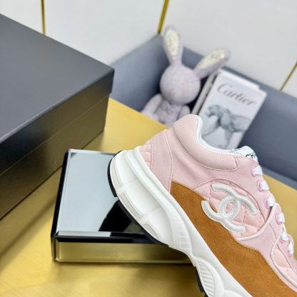 Chanel men's and women's couple's pink and orange classic sports casual dad shoes - Image 5