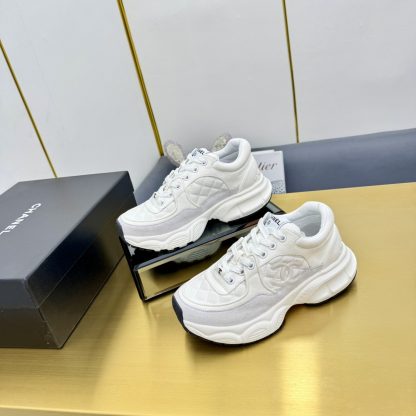 Chanel men's and women's couple's white and gray classic sports casual dad shoes - Image 5