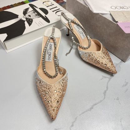 Jimmy Choo diamond chain pointed crystal high heel sandals - Image 5