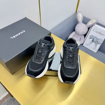 Chanel men's and women's couple's pure black classic sports casual dad shoes - Image 5