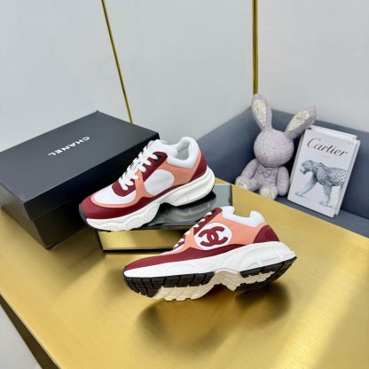 Chanel men's and women's couple's red and white classic sports casual shoes - Image 5