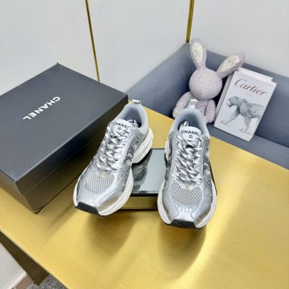 Chanel men's and women's couple silver and black classic breathable casual dad shoes - Image 5