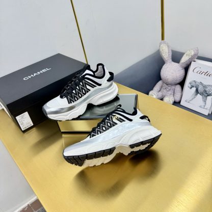 Chanel men's and women's couple silver and black classic sports casual dad shoes - Image 5