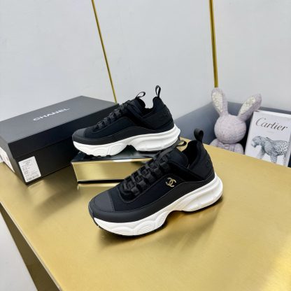 Chanel men's and women's couple's pure black classic sports all-match casual dad shoes - Image 5