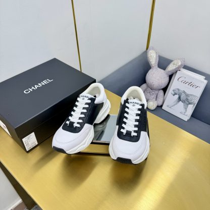 Chanel men's and women's couple's white mix and match black classic sports casual dad shoes - Image 5