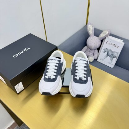 Chanel men's and women's couple's white mix and match gray classic sports casual dad shoes - Image 4