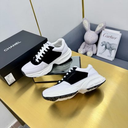 Chanel men's and women's couple's black mix and match white classic sports casual dad shoes - Image 5