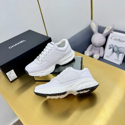 Chanel men's and women's couple's white mix and match light gray classic sports casual dad shoes - Image 5