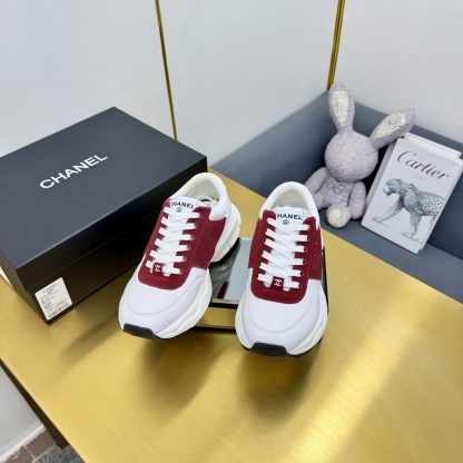 Chanel men's and women's couple's white mix and match red classic sports casual dad shoes - Image 5