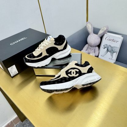 Chanel unisex couple's black with apricot casual dad shoes - Image 5