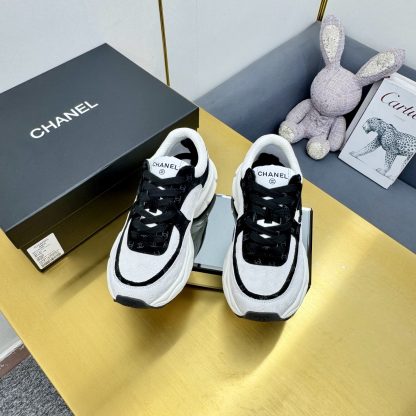 Chanel unisex couple's black and white casual dad shoes - Image 5