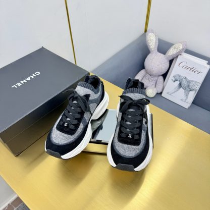 Chanel unisex couple's black with grey casual dad shoes - Image 5