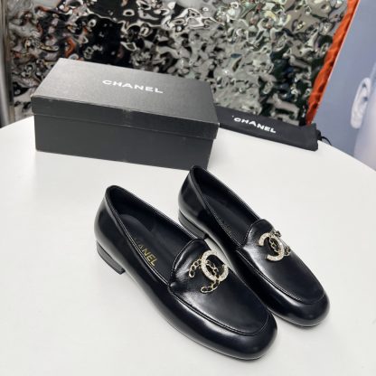 Chanel Early Spring Dance Shoes Series Small Round Toe Slim Black Loafers - Image 5