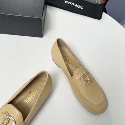 Chanel Early Spring Dance Shoes Series Small Round Toe Slimming Apricot Loafers - Image 5