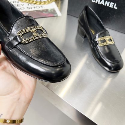 Chanel Early Spring Dance Shoes Series Small Round Toe Black Loafers Heel Height 3cm - Image 4