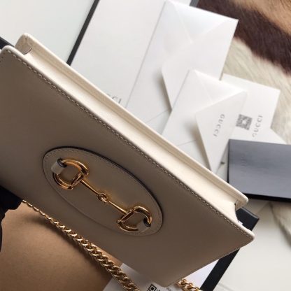 Gucci White Classic 1955 Full Leather Horsebit Bag - Image 5