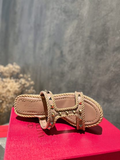 VALENTINO Studded hemp rope wedge sandals - Image 5