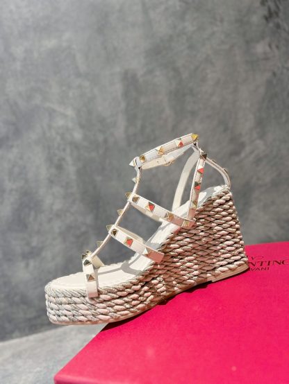 VALENTINO Studded Rope Woven Wedge Sandals - Image 5