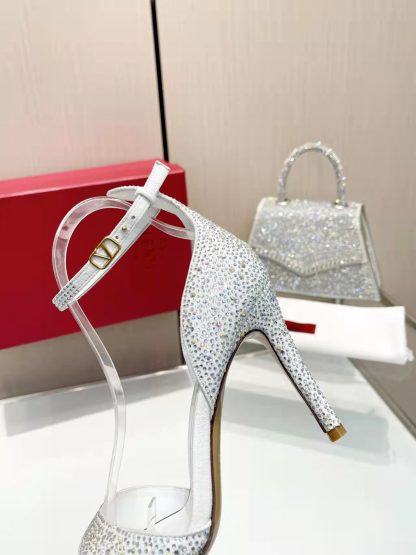 VALENTINO White Exquisite Rhinestone High Heels - Image 5