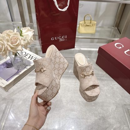 Gucci Horsebit Wedge Heel Women's Slide Sandals - Image 4