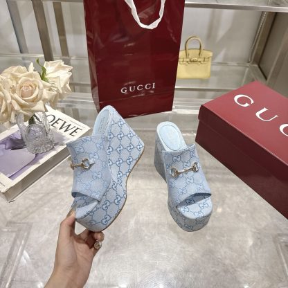 Gucci Horsebit Wedge Heel Women's Slide Sandals - Image 5