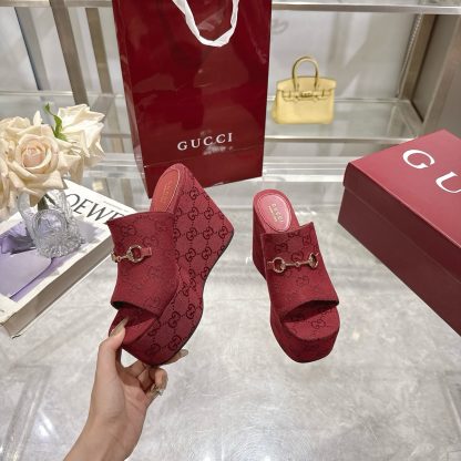 Gucci Horsebit Wedge Heel Women's Slide Sandals - Image 5