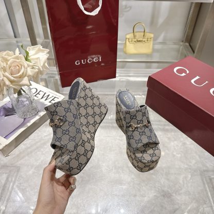 Gucci Horsebit Wedge Heel Women's Slide Sandals - Image 5