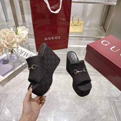 Gucci Horsebit Wedge Heel Women's Slide Sandals - Image 4