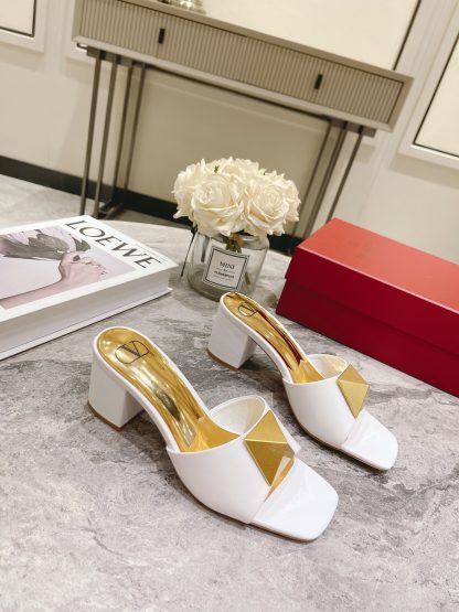 VALENTINO Gold Studded High Heels Sandals - Image 5