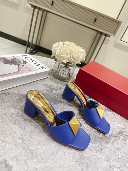 VALENTINO Gold Large Rivet High-end Sandals High Heels - Image 5