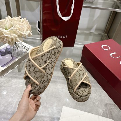 Gucci Women's New GG Cross-over Platform Sandals - Image 5
