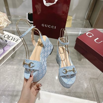Gucci Women's Horsebit Flat Mid-Heel Platform Sandals - Image 5