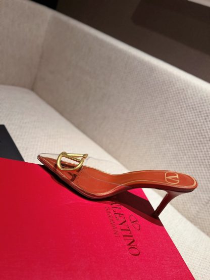 VALENTINO Fashion V Buckle Transparent Film Sandals High Heels - Image 5