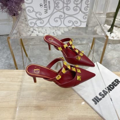 VALENTINO Gold Studded Fashion Sandals High Heels - Image 5