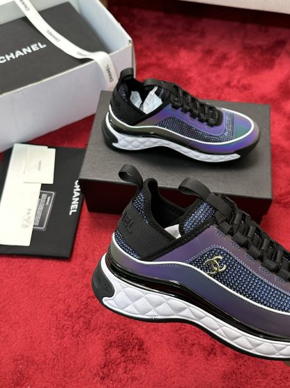 Chanel Unisex Couple Purple Mix Classic Casual Sneakers - Image 5