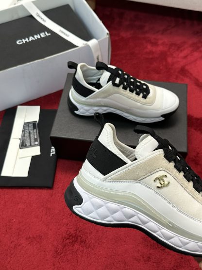 Chanel beige mix and match classic casual sneakers for men and women - Image 4