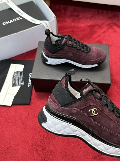 Chanel men's and women's couple's red and brown mix and match classic casual sneakers - Image 5
