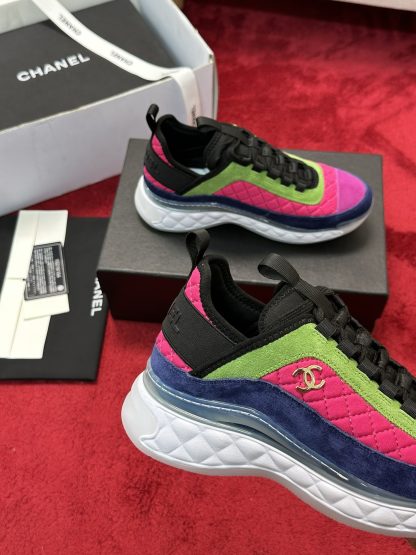 Chanel pink green men's and women's couple's mixed craft embroidery style versatile casual sports shoes - Image 5