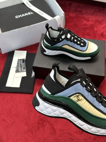 Chanel men's and women's couple's blue-green mixed-match craft embroidery style versatile casual sports shoes - Image 5