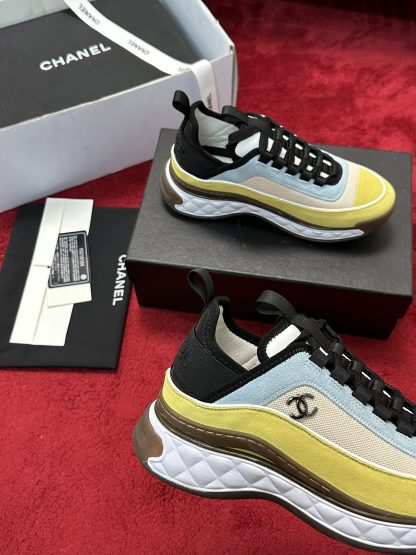 Chanel men's and women's couple's yellow and blue mixed craft embroidery style versatile casual sports shoes - Image 5